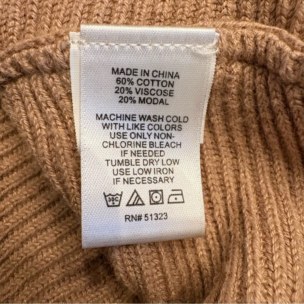 1. State Bishop Sleeve V-Neck Lightweight Sweater Cotton Viscose Brown Sz Small - Picture 8 of 9